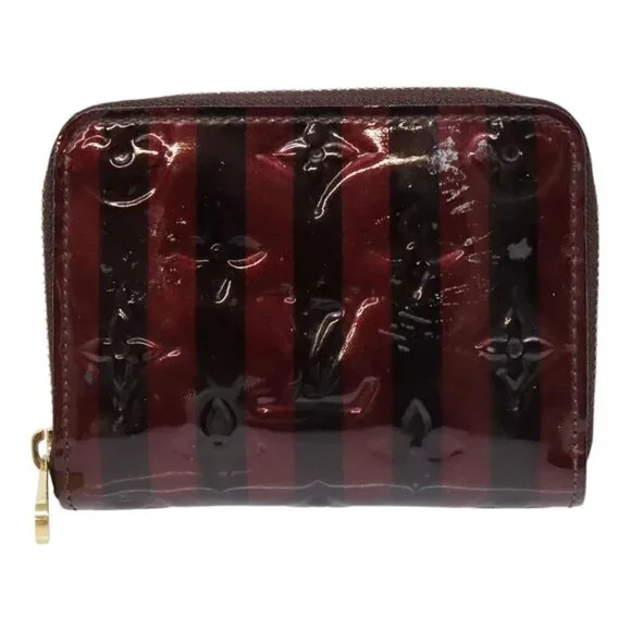 LOUIS VUITTON Vernis Rayure Zippy Coin Purse Amarante M91719 LV Auth